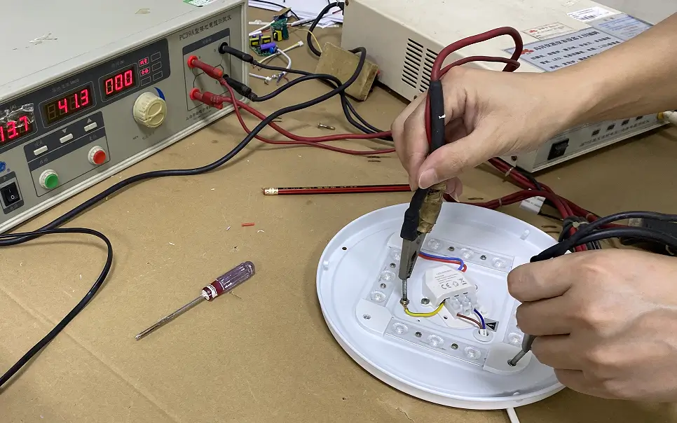 Earth continuity and electrical safety testing for chandelier factory inspection