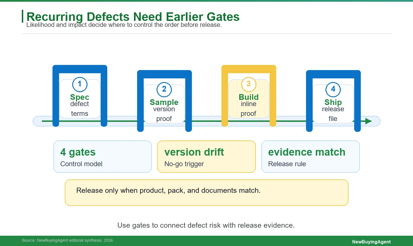 Recurring defects become cheaper to prevent when the release file connects specification, sample, production, and shipment evidence.