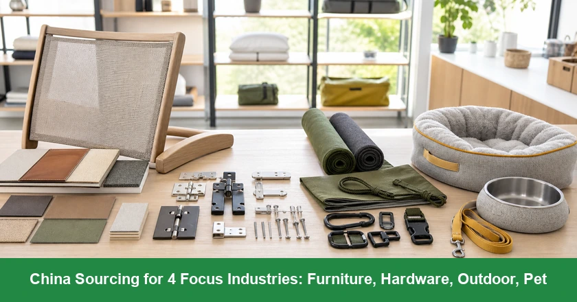 China Sourcing for 4 Focus Industries: Furniture, Hardware, Outdoor, Pet