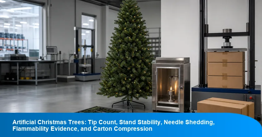 Artificial Christmas Trees: Tip Count, Stand Stability, Needle Shedding, Flammability Evidence, and Carton Compression