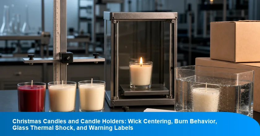 Christmas Candles and Candle Holders: Wick Centering, Burn Behavior, Glass Thermal Shock, and Warning Labels