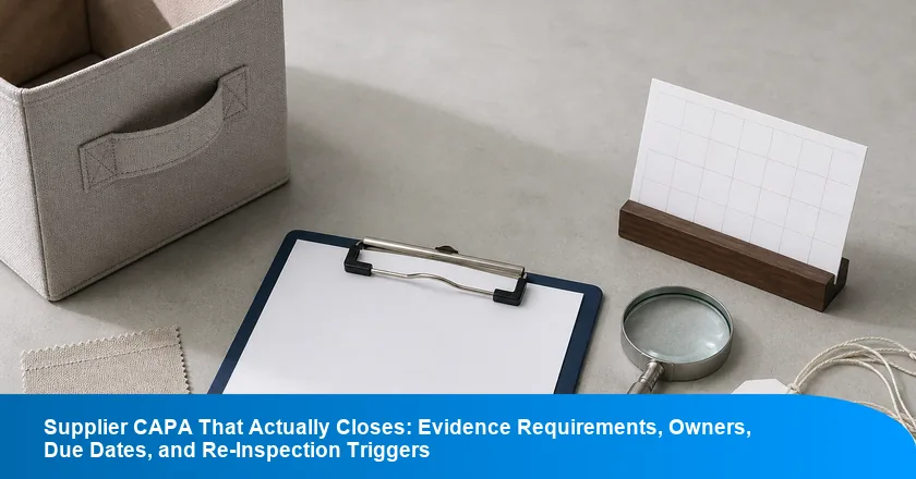 Supplier CAPA That Actually Closes: Evidence Requirements, Owners, Due Dates, and Re-Inspection Triggers