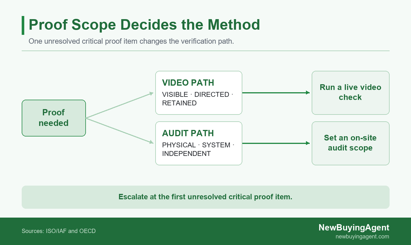 Split path showing when video proof is sufficient or an on-site audit is required
