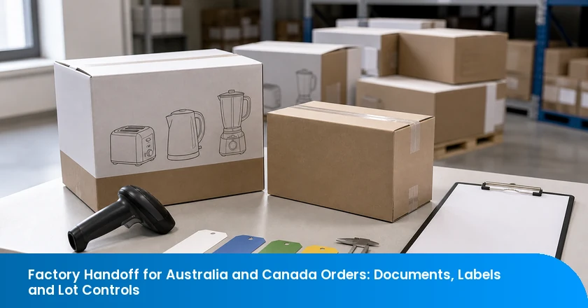 Factory Handoff for Australia and Canada Orders: Documents, Labels and Lot Controls