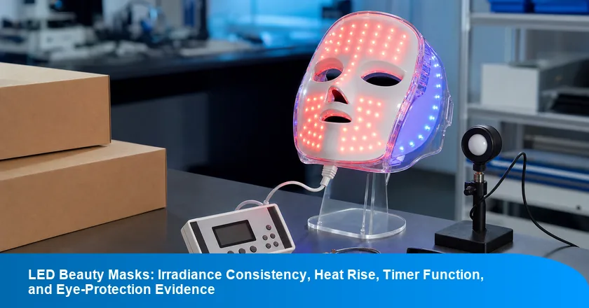 LED Beauty Masks: Irradiance Consistency, Heat Rise, Timer Function, and Eye-Protection Evidence