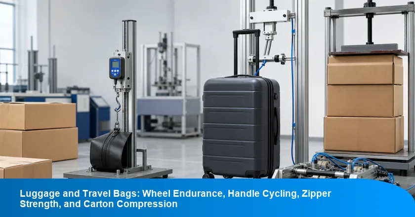 Luggage and Travel Bags: Wheel Endurance, Handle Cycling, Zipper Strength, and Carton Compression