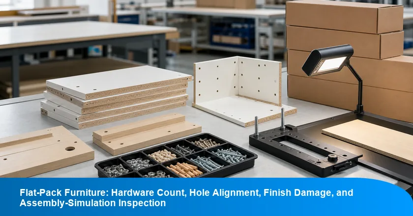 Flat-Pack Furniture: Hardware Count, Hole Alignment, Finish Damage, and Assembly-Simulation Inspection