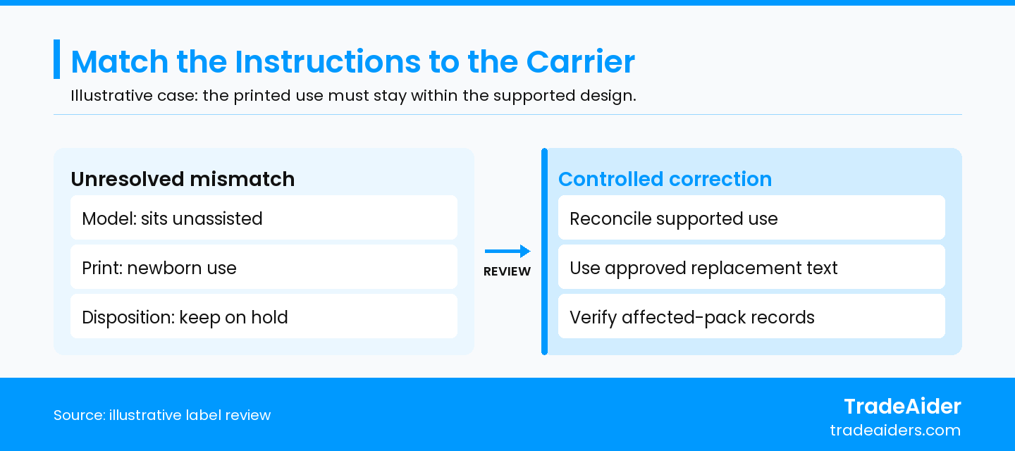 Illustrative document correction: changing the text does not create a new approved carrying mode.